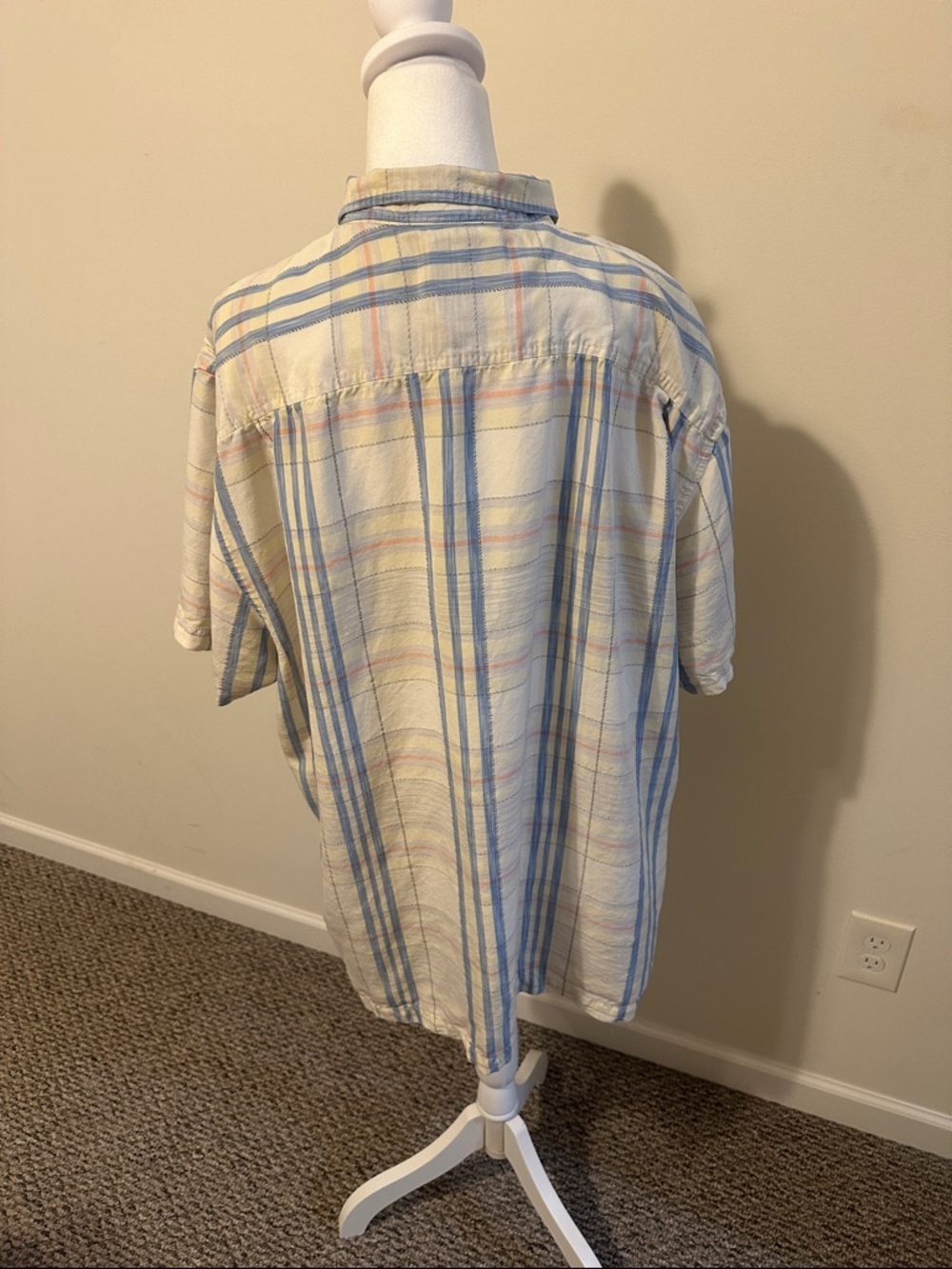Tommy Bahama Silk Blue & Cream Plaid Short Sleeve Button Down Shirt Size XXL - Picture 4 of 7